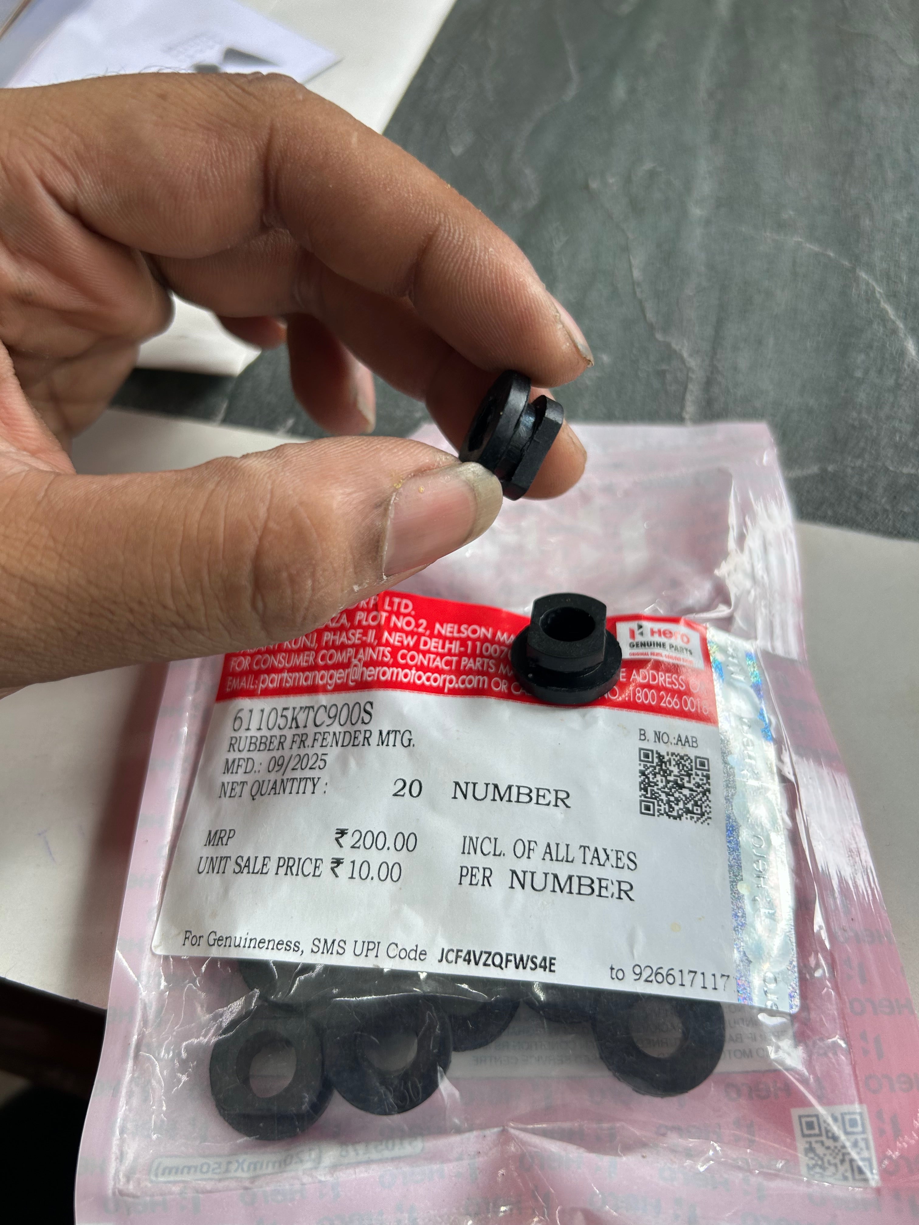 Hero Front Fender Rubber Mount 61105KTC900S – OEM Bushing – UNDER