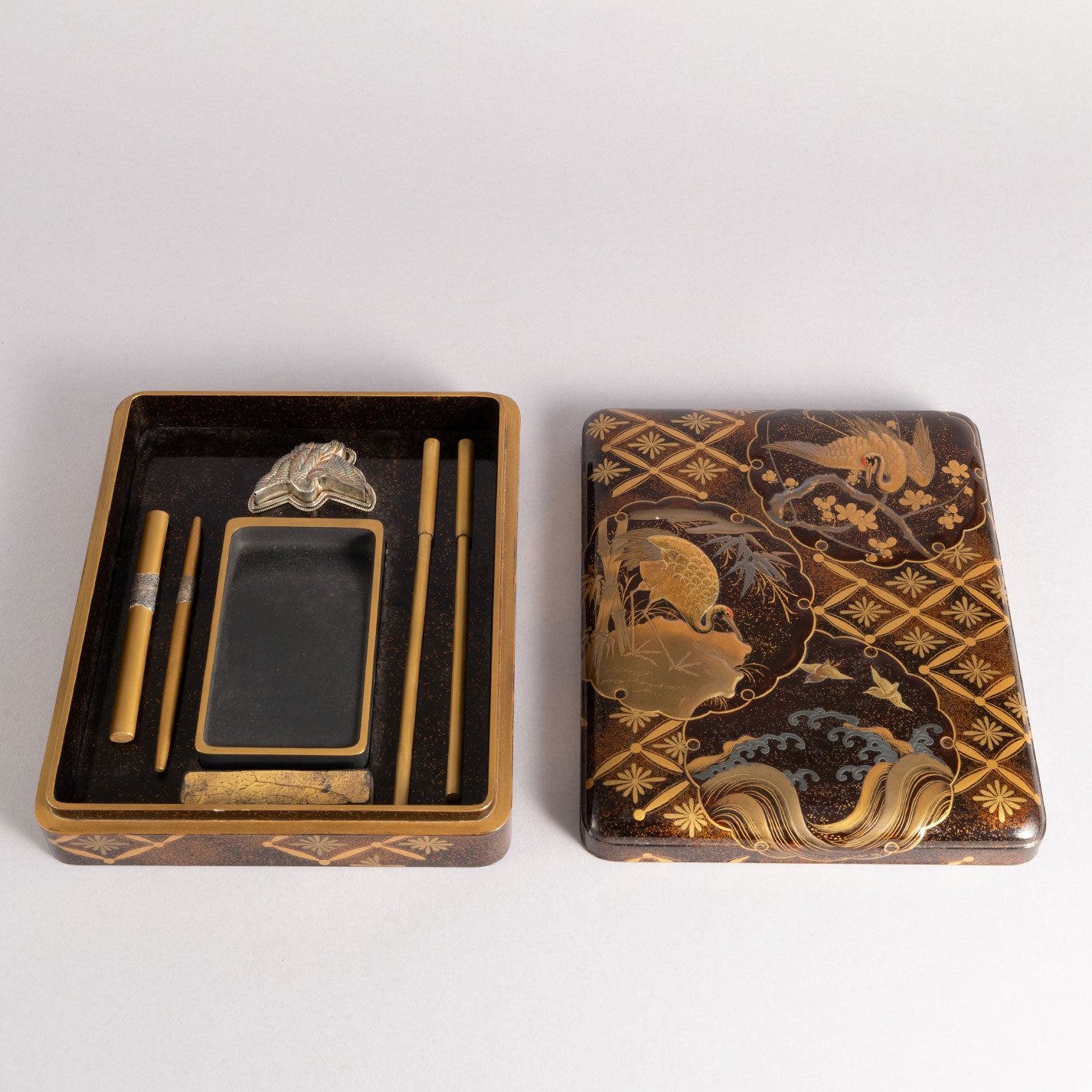 花鳥蒔絵文庫・硯箱 (2点1組) – Uni-art Gallery