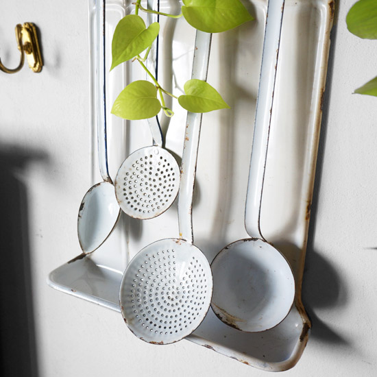 アンティーク ホーローレードルセット＆ラック（uag1165