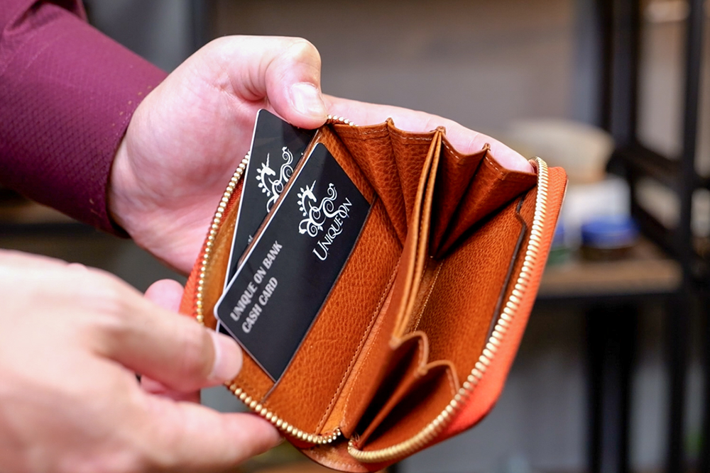 コードバン財布 ミドルウォレット オールブルー（Gi MW-802）