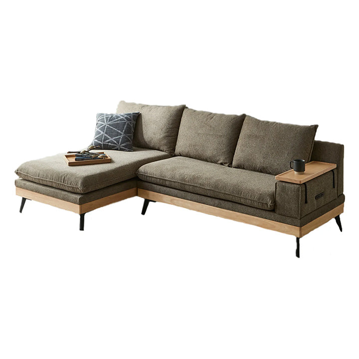 USBコンセント付きカウチソファ 3人掛け W240cm｜ ソファ・家具