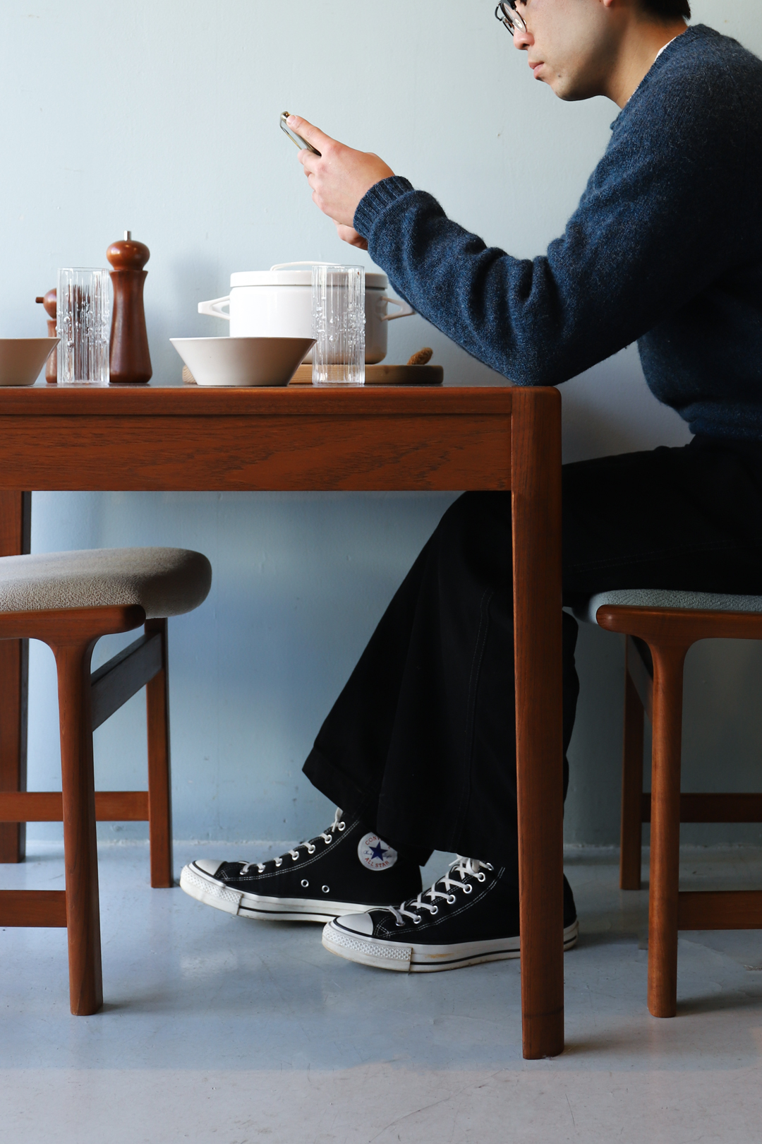 ジャパンヴィンテージ ダイニングテーブル チーク材 2人掛け レトロ