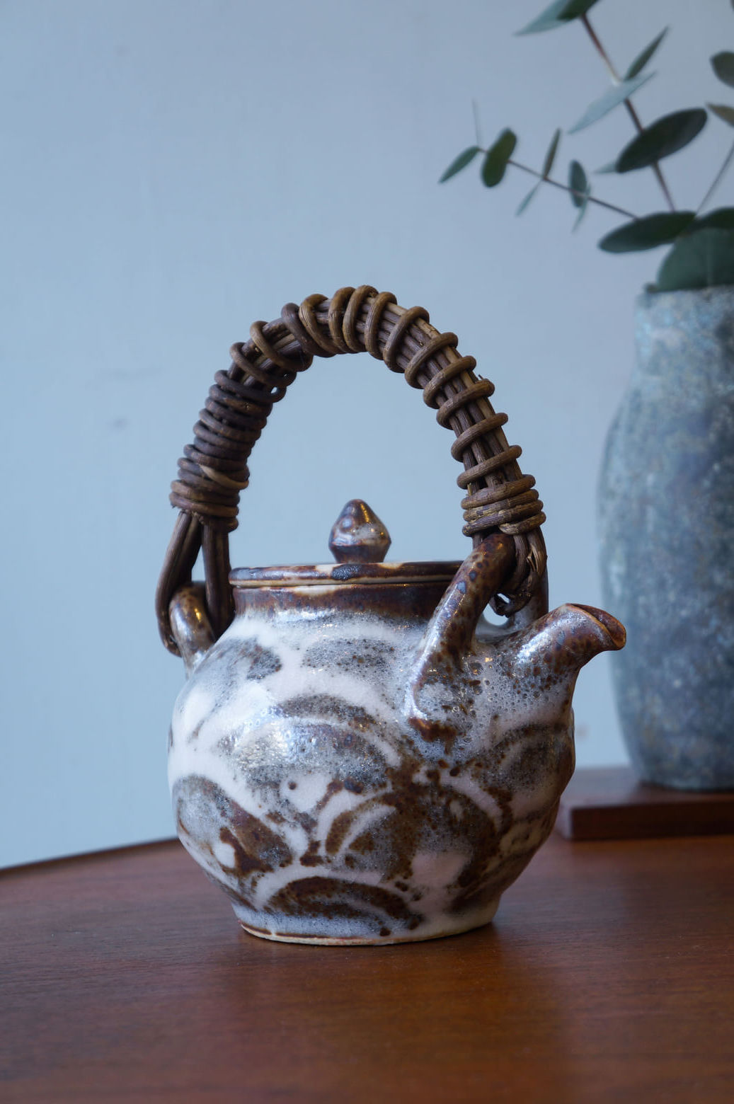 小栗正男 美濃焼 鼠志野 土瓶 湯呑 陶芸 焼物 作家物/Oguri Masao