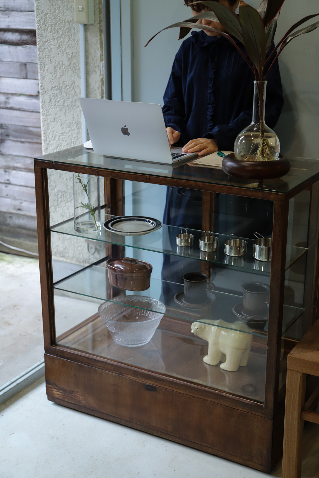 ジャパン ヴィンテージ ガラスショーケース 古道具 昭和レトロ モダン