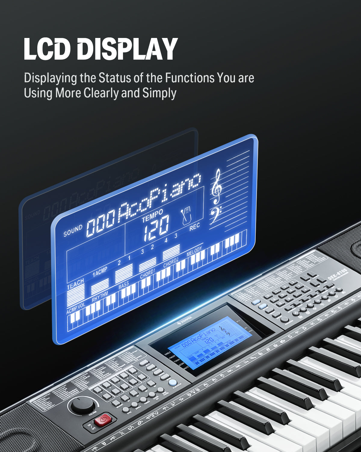 Donner DEK-610S 61 Key Electronic Keyboard Full Set for Beginner/Kid