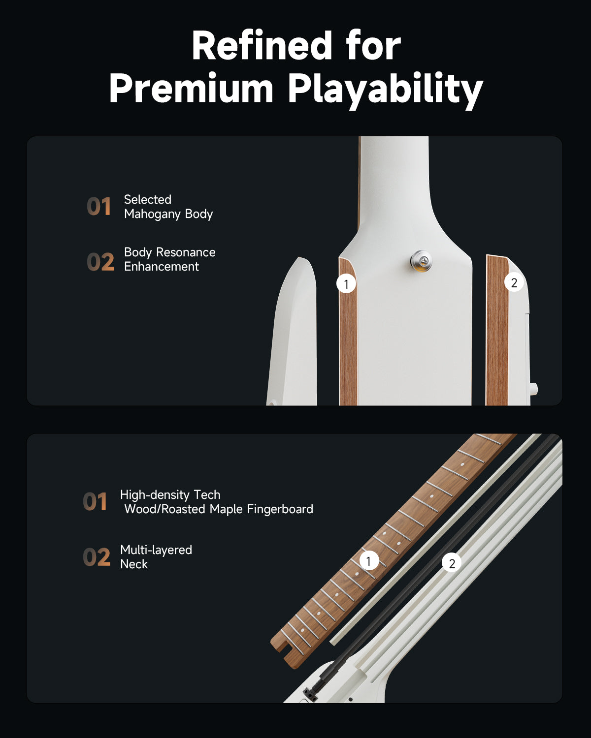 HUSH-X PRO Multi-Effects Electric Guitar for Travel Donner