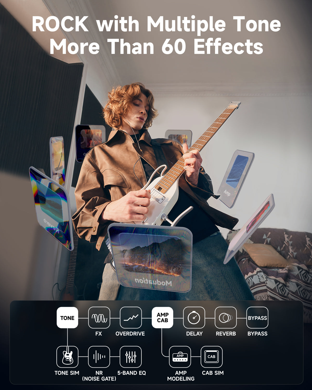 HUSH-X PRO Multi-Effects Electric Guitar for Travel Donner