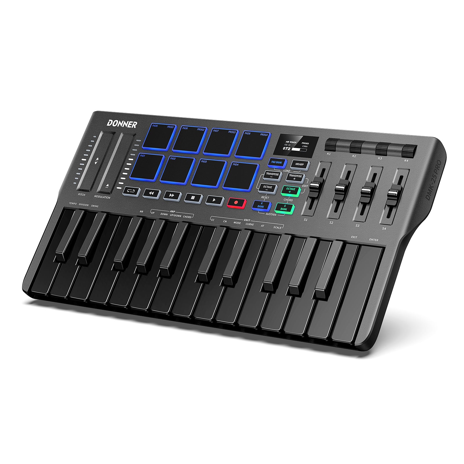 DMK-25 PRO MIDI Keyboard Controller with Personalized Touch Bar Donner