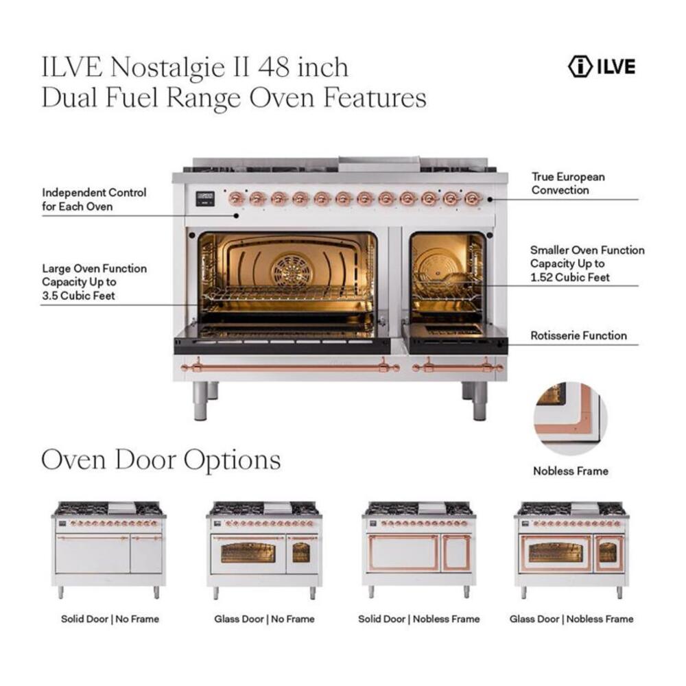 ILVE UP48FNMPBKGLP Nostalgie II 48 inch Dual Fuel Range (8 Sealed