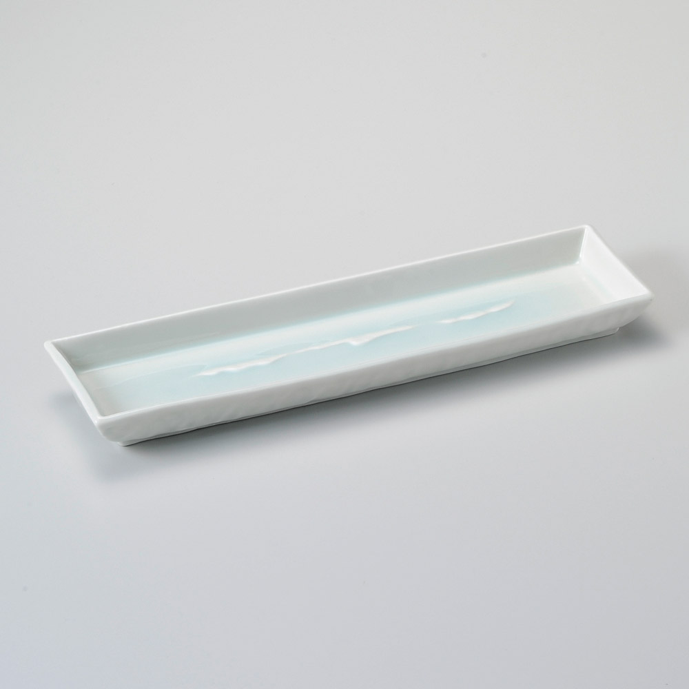 110-5-187 青白磁さざ波10.0長角皿 34×9.5×3.3㎝ 皿 細長皿（大