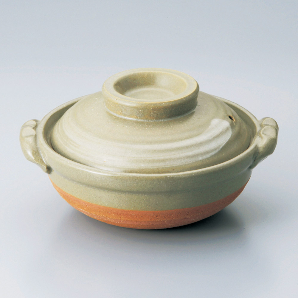 368-14-817 京風白刷毛目5号鍋 17.5×φ15.5×8.3㎝ 土鍋・コンロ 一人用