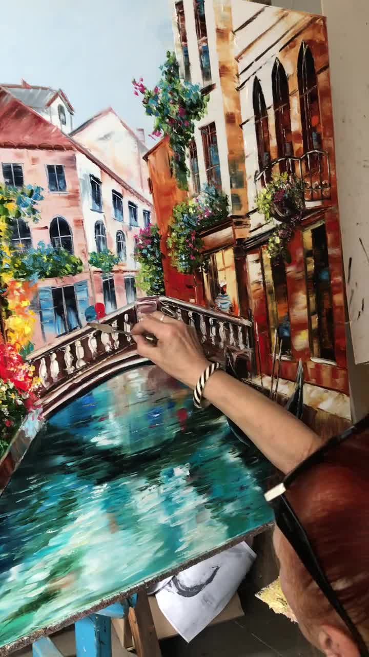 ヴェネツィアの油絵 オリジナルイタリア絵画 ヴェネツィア美術