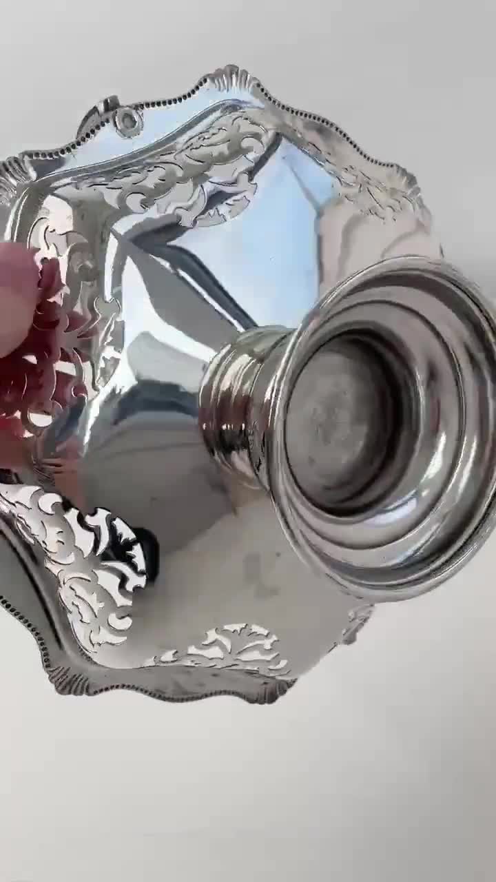 ヴィンテージ シルバーメッキ バスケット ハンドル付き イギリス製