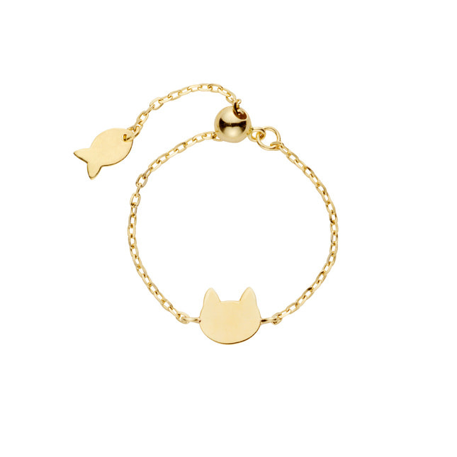 GJVR0305__YG ねこ チェーンリング｜リング・指輪｜ヴイエー ヴァン