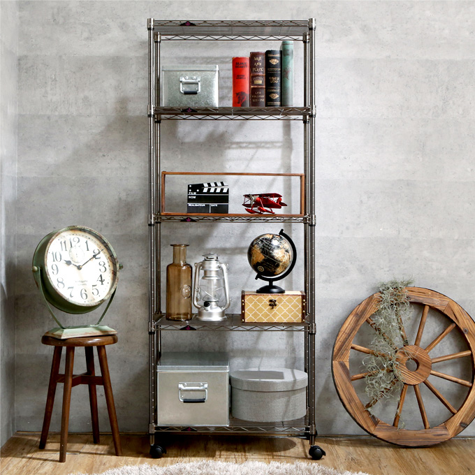 19mm] 幅60 5段 (幅59.5×奥行34.5×高さ155cm) ルミナスブラック