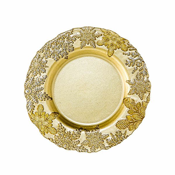 スノー プレート 22cm ゴールド | Vetro Felice - 幸せのガラス