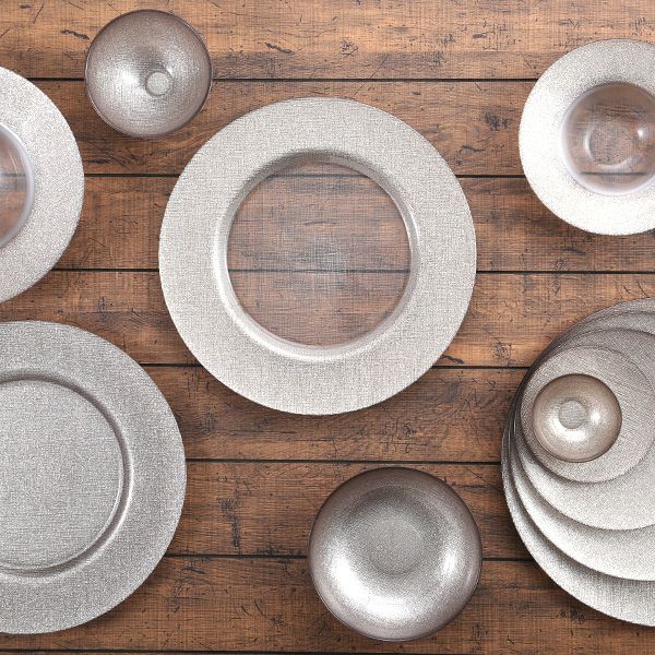 グリッター チャージャープレート 33cm ジンジャー＆クリア | Vetro