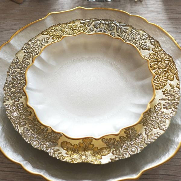 スノー プレート 22cm ゴールド | Vetro Felice - 幸せのガラス