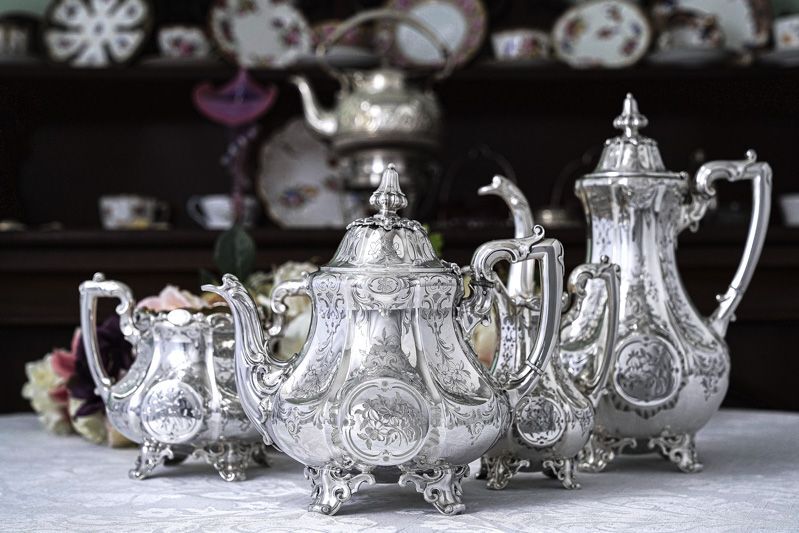 寂】蔵出時代 イギリス 銀製925 JS & S社製 ティーポット 足付