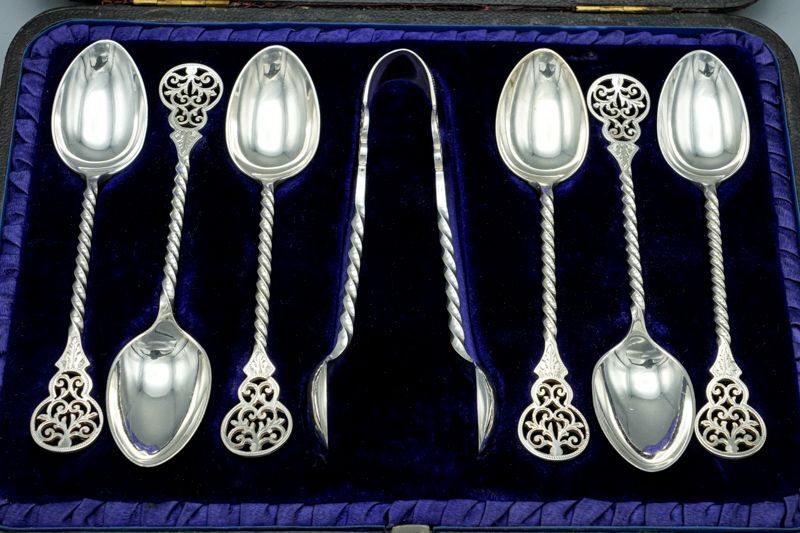 アンティークシルバー、アンティーク銀器 純銀製(925) 1896年 美透かし