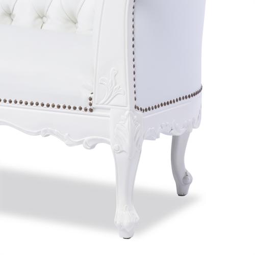 ロココ調 カウチソファ 3人掛け ホワイト 本革 1073-L-18L16B