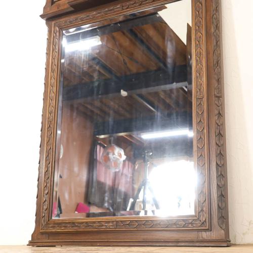 フレンチアンティーク オーバーマントルミラー 鏡 チェスナット材