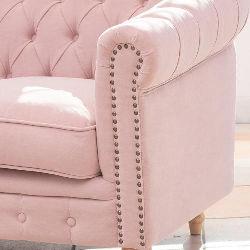 ロマンチック&ナチュラル 3人掛けソファ シャーベットピンク 布地