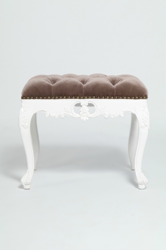 ロココ調 スツール オットマン S ホワイトxグレイッシュ 白家具 1160-S