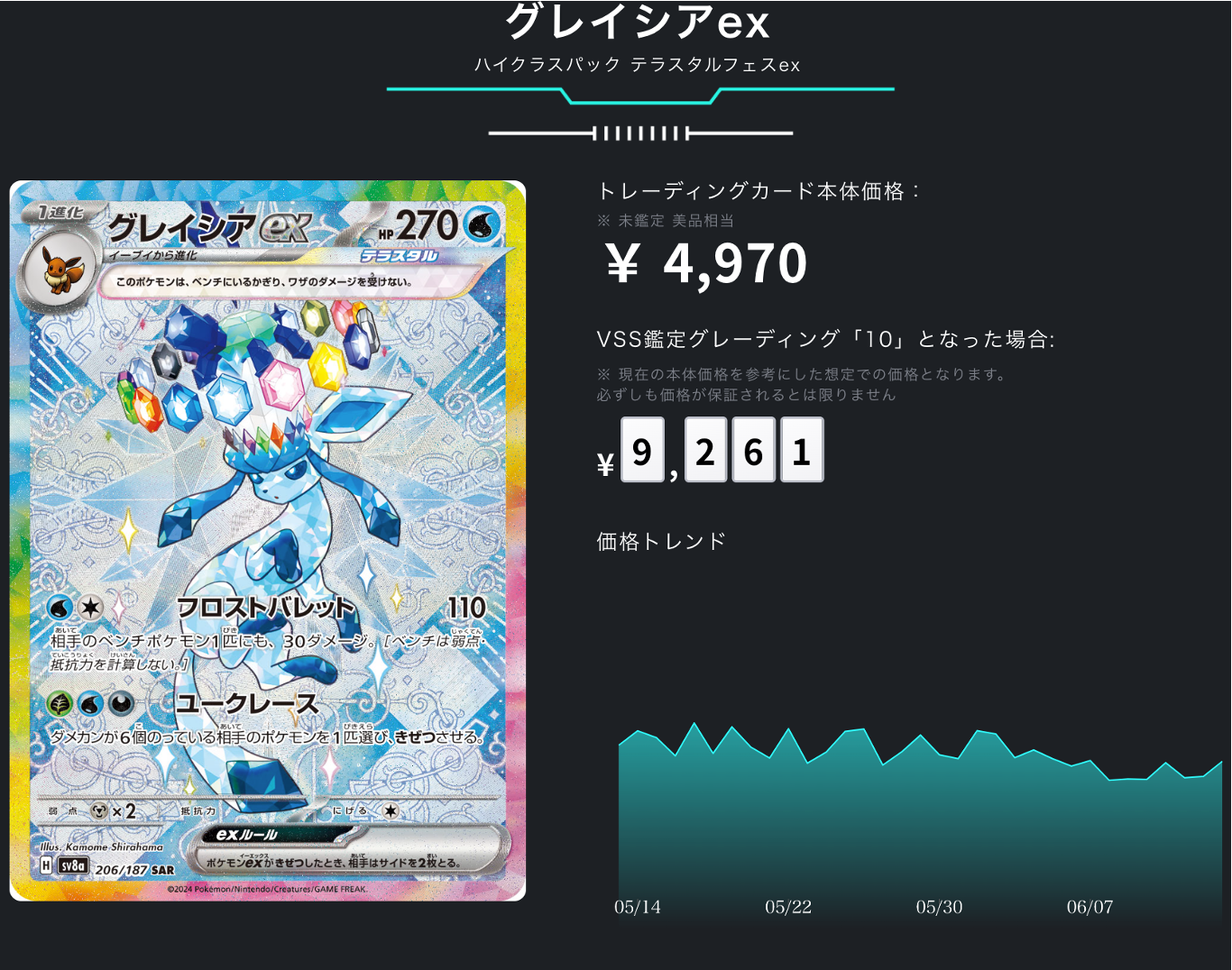 ポケカ）【グレイシアex（テラスタルフェス ex/SAR）】相場・価格