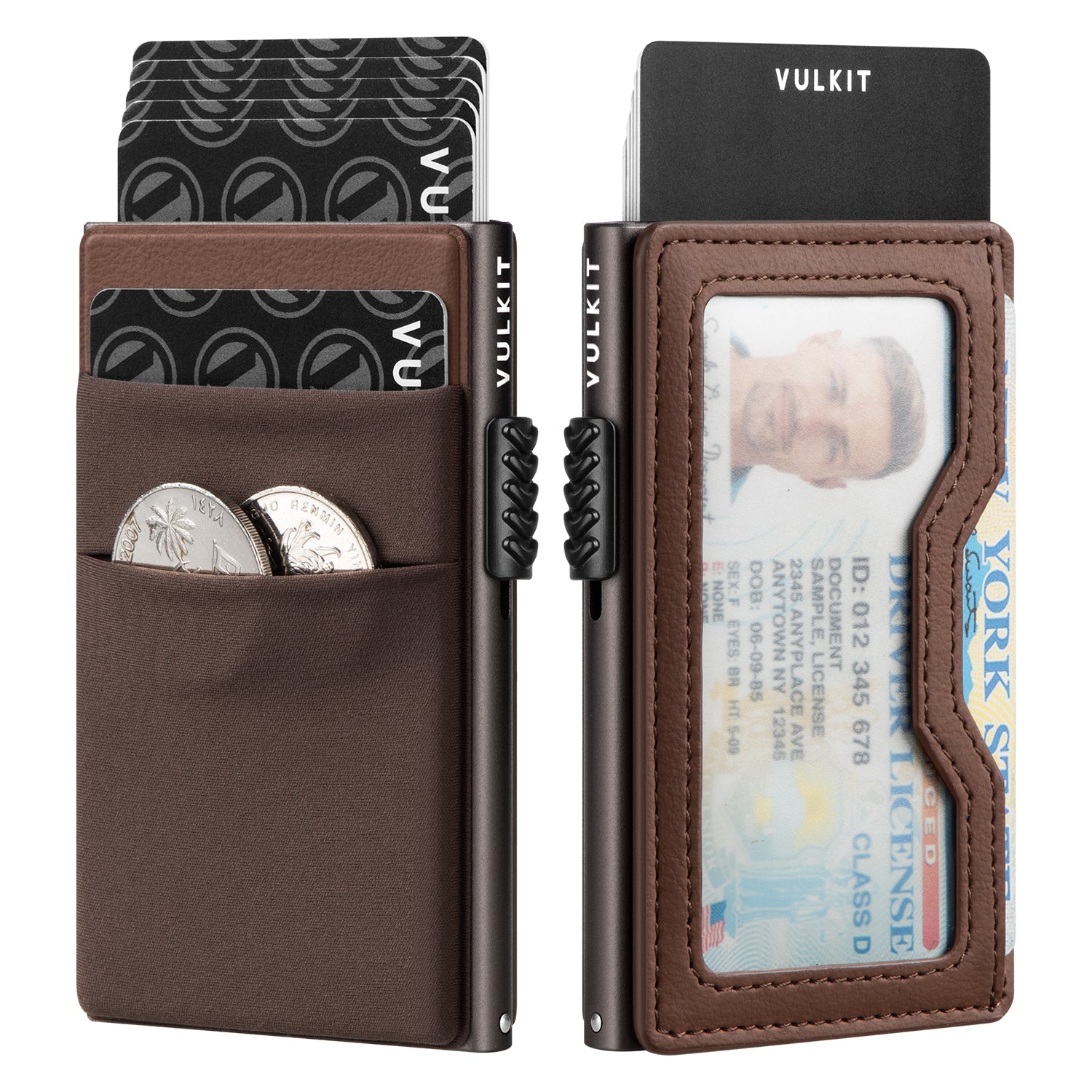 VC306- 現金、コイン、IDカード用の伸縮性のある布製スロットと革製の