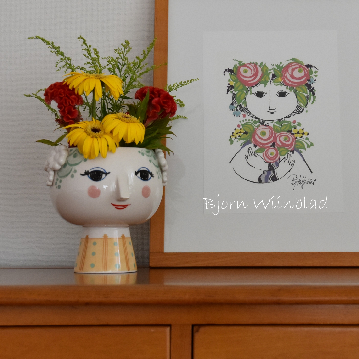 ビヨン・ヴィンブラッド】個性豊かな表情のフラワーポット【 Eva 15.5