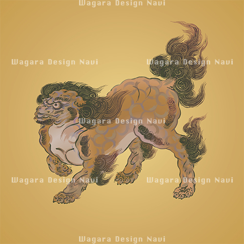 唐獅子2(狩野永徳オマージュ) | 和風デザイン・和柄素材なら Wagara