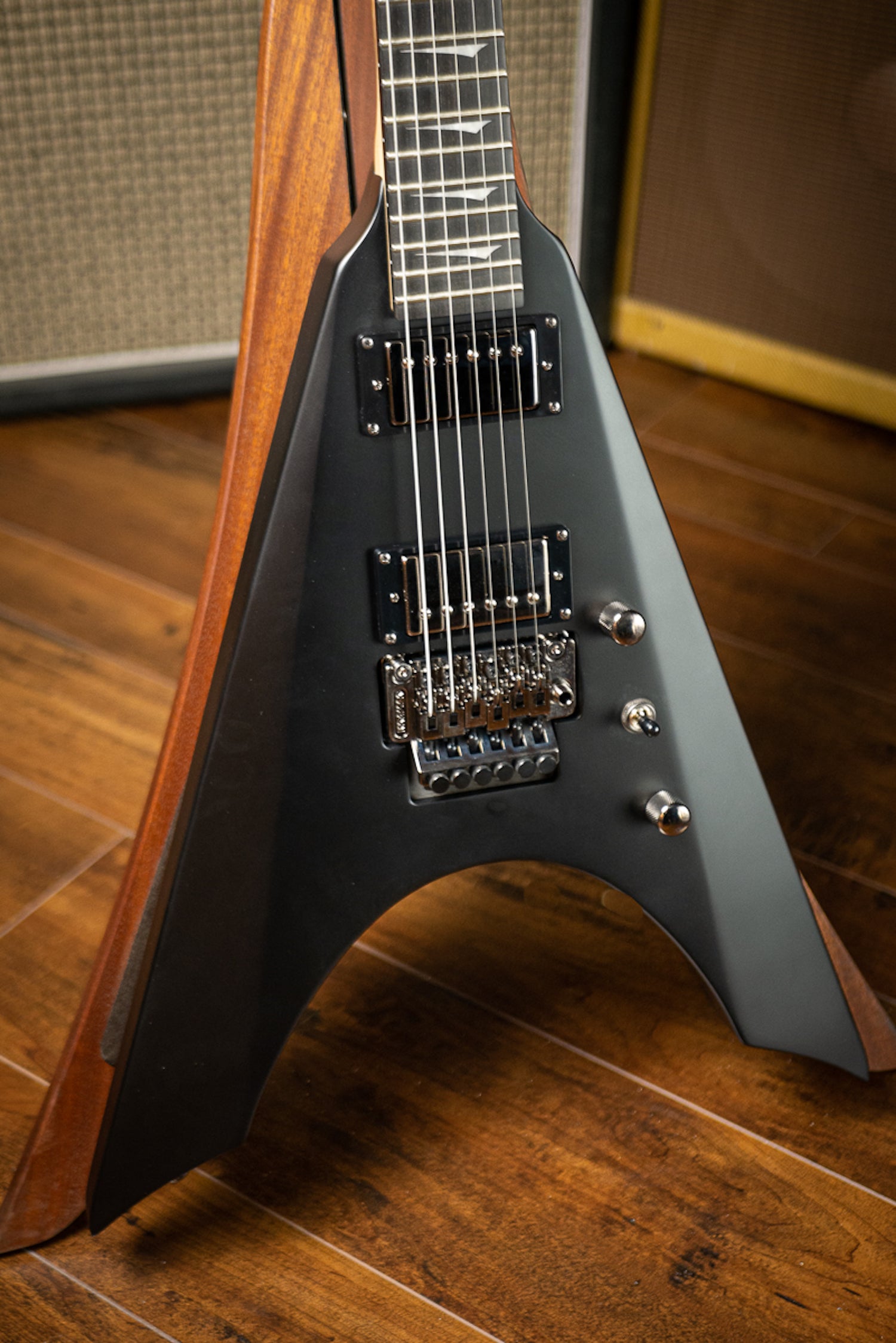 Kramer Nite-V Nickel Floyd Rose Electric Guitar - Satin Black