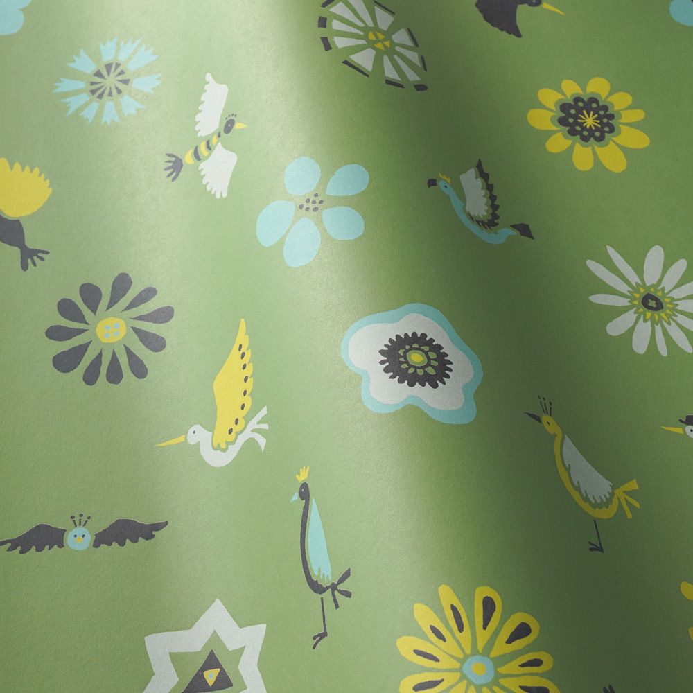 WALLTZ】よしだよしえい / 花と鳥 Green NWZ-HTGR (49cm×2.5mサイズ