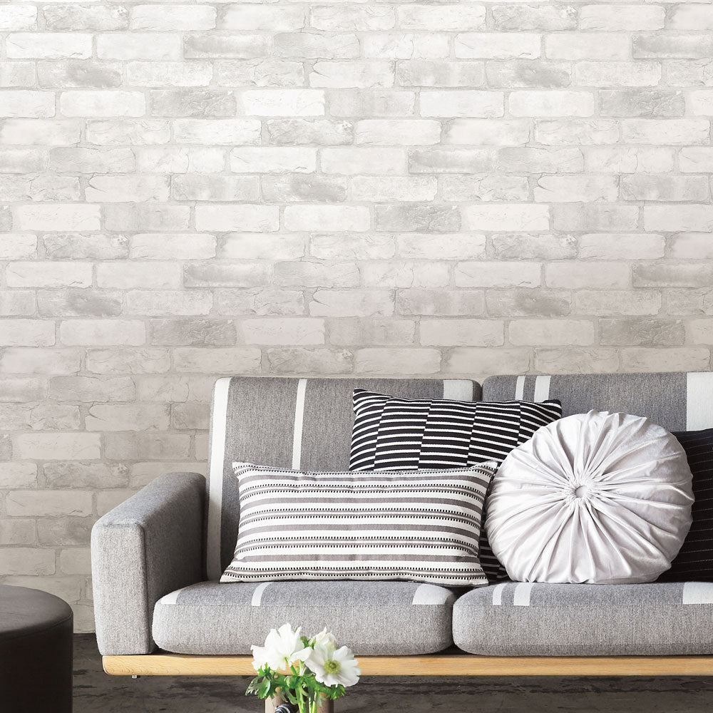 はがせる シール 壁紙 NU WALLPAPER / LOFT WHITE BRICK Peel And