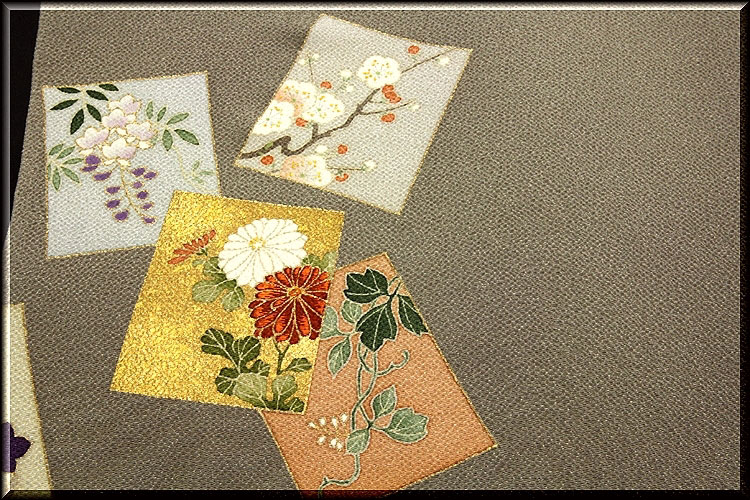 通産大臣賞受賞 鬼しぼちりめん 浜縮緬使用 手描き 刺繍入り 付下げ