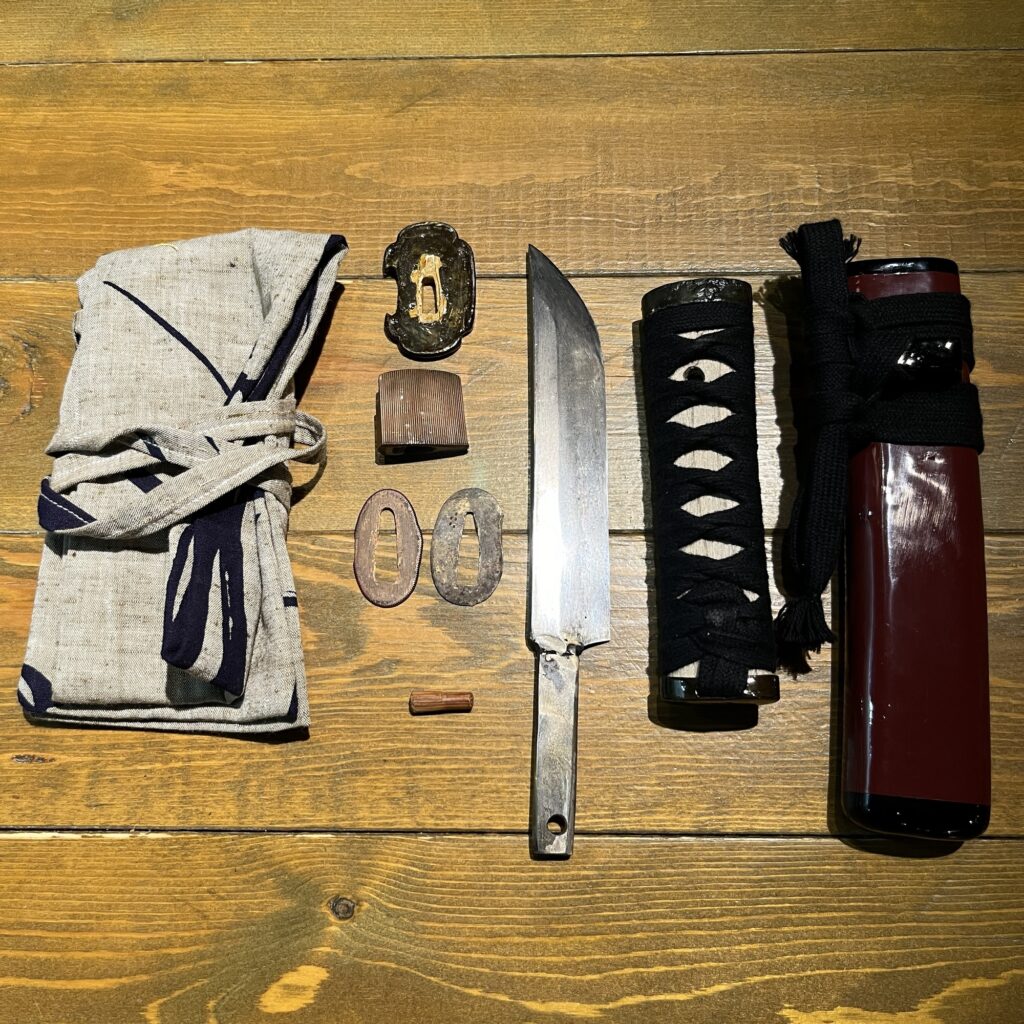 日本刀残欠クラフトナイフNo.41 備前國長船祐定 朱鞘拵 – ウッドアンド