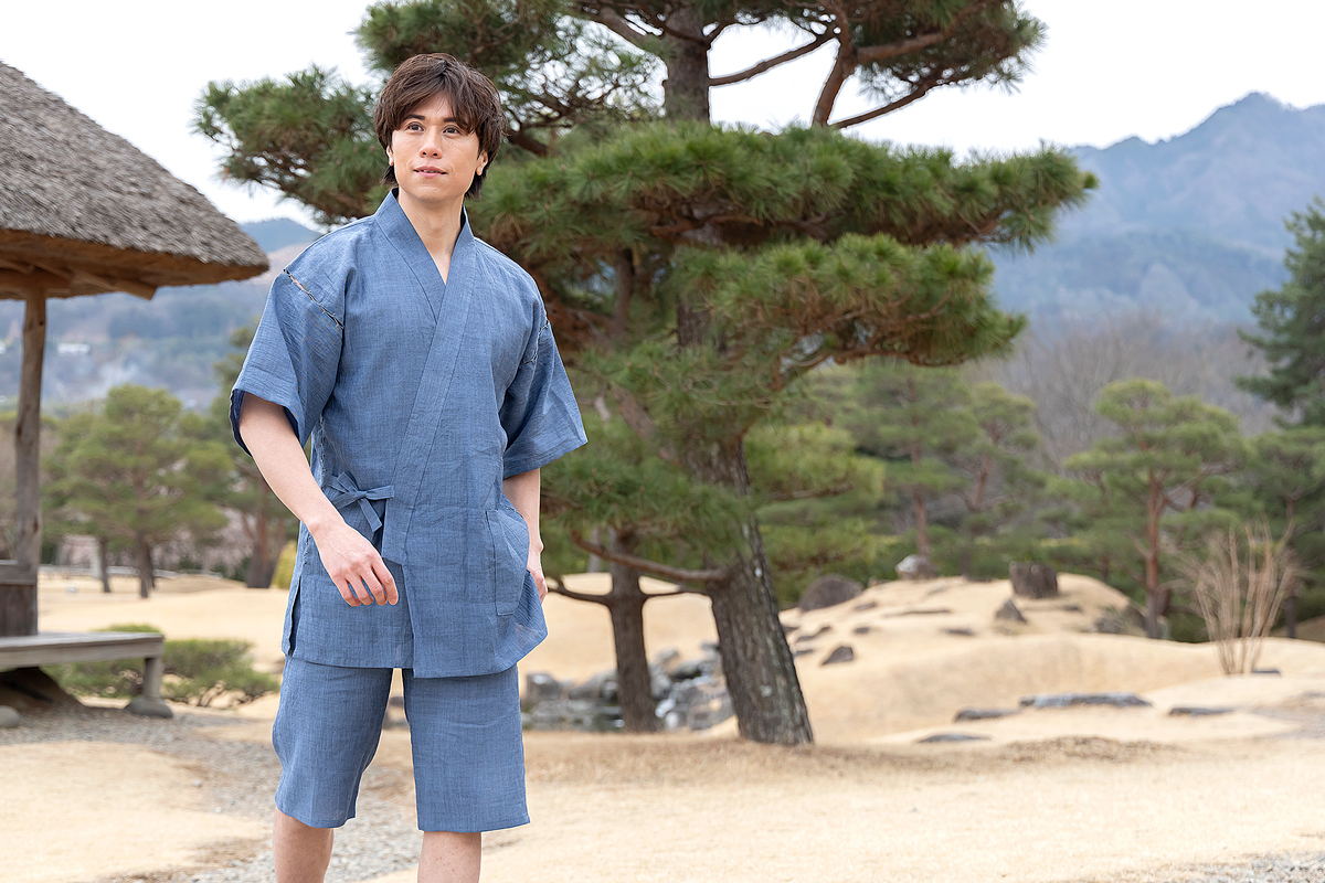 近江ちぢみ本麻甚平 No.6 中紺 | 作務衣・甚平通販 和粋庵