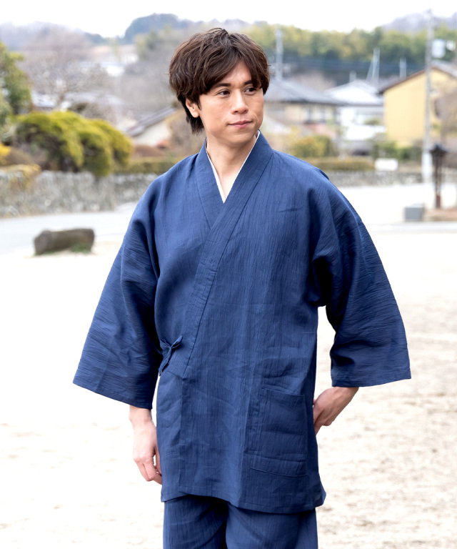 1095 近江ちぢみ本麻作務衣 No.91 濃紺 | 作務衣・甚平通販 和粋庵