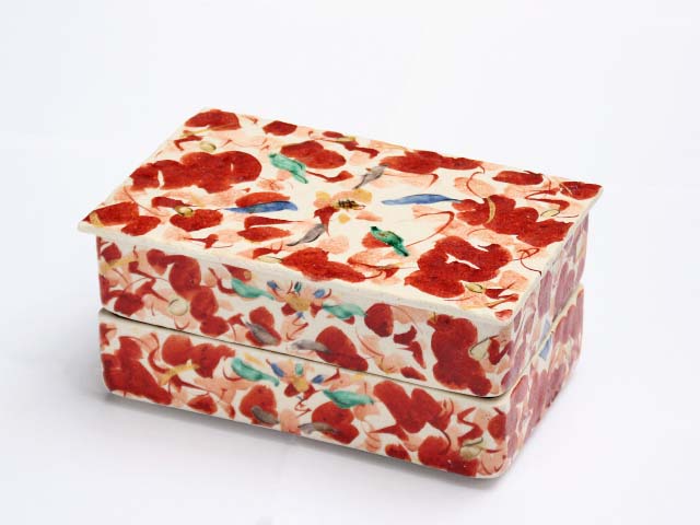 赤絵花舞重箱/陶器/長方形/2段 - 【おとなの和食器屋 さんすい通販本店】