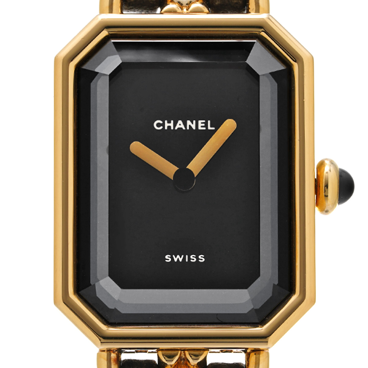 シャネル プルミエール L H0001 ブラック レディース 時計 【中古