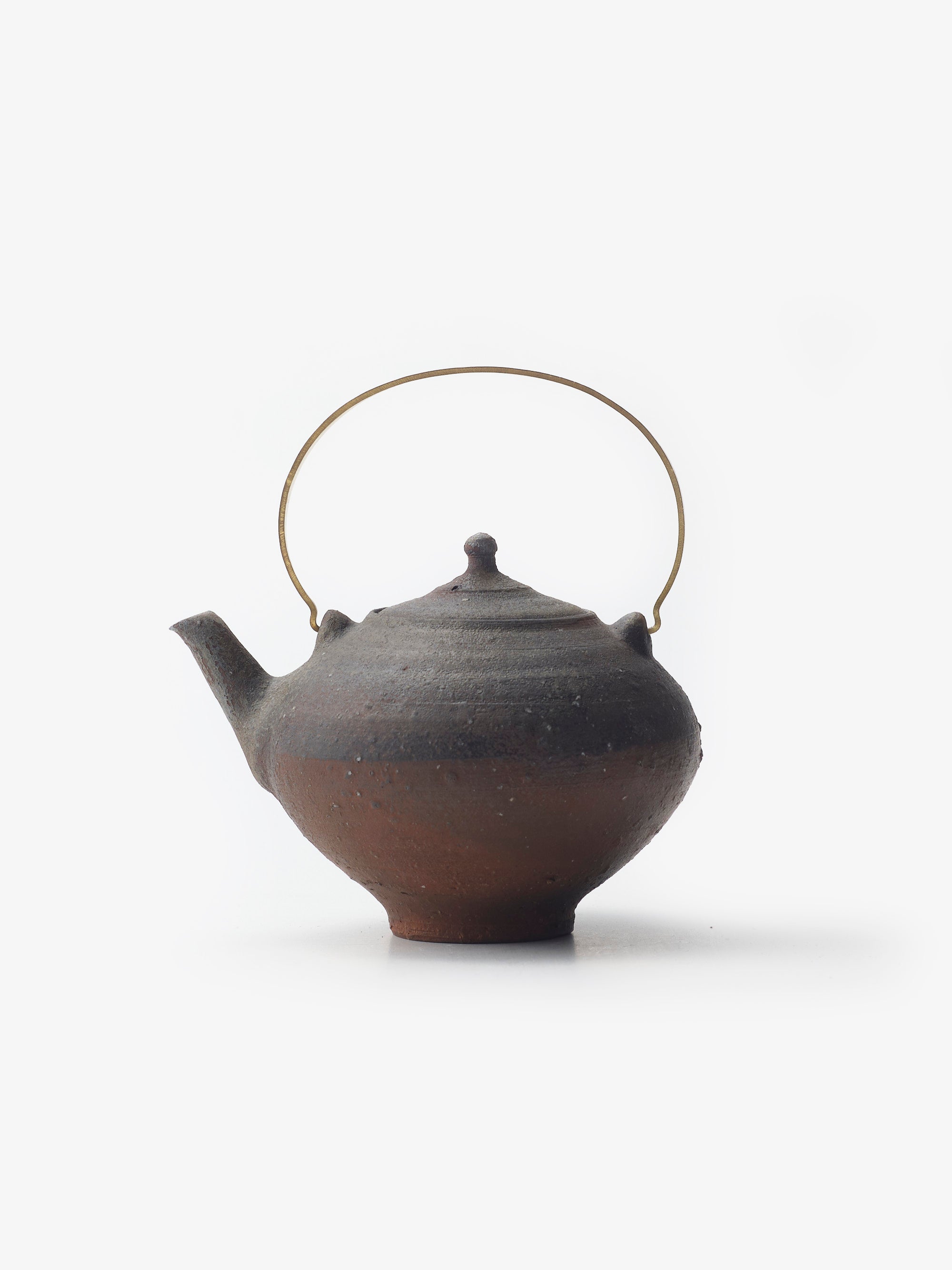 境知子/南蛮焼締/真ちゅうハンドル土瓶