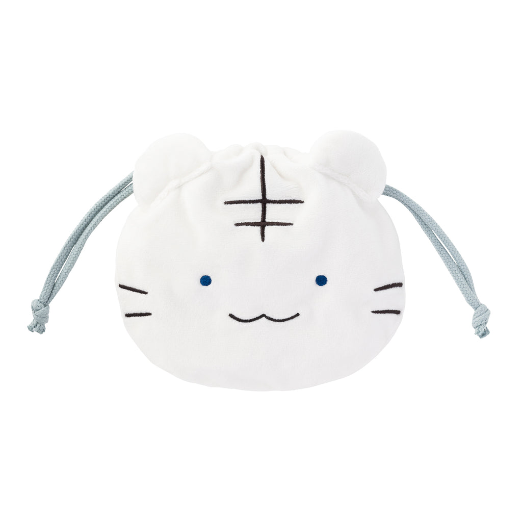 ホワイトタイガーとブラックタイガー おかお巾着（ホワイトタイガー