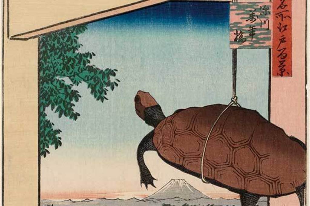 富士と吊るし亀 歌川広重 「名所江戸百景 深川萬年橋」 Wedge ONLINE