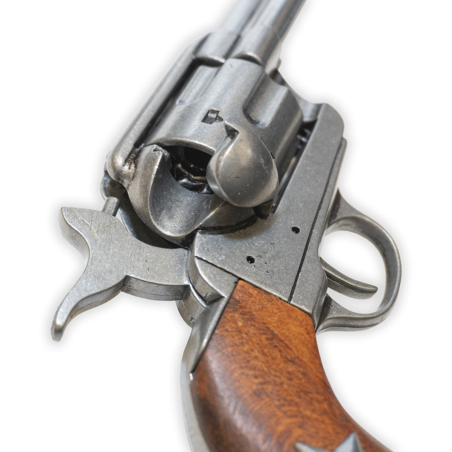 Western Peacemaker Revolver Replica – Gray Finish, Wood Star Grips