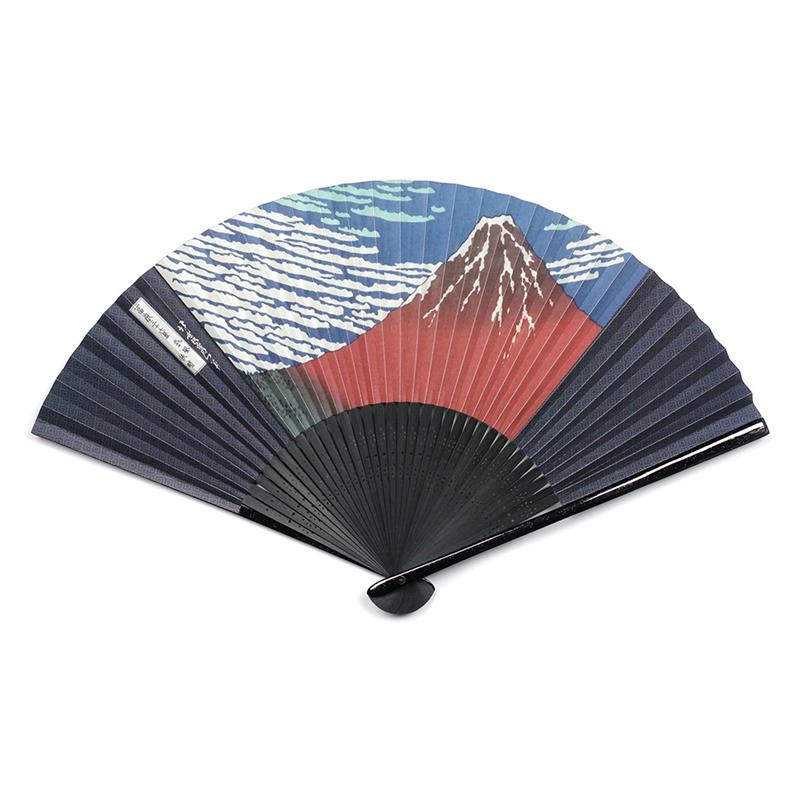 両面貼り 北斎扇子 75型35間 赤富士 （ピロー式ケース） | 谷口松雄堂