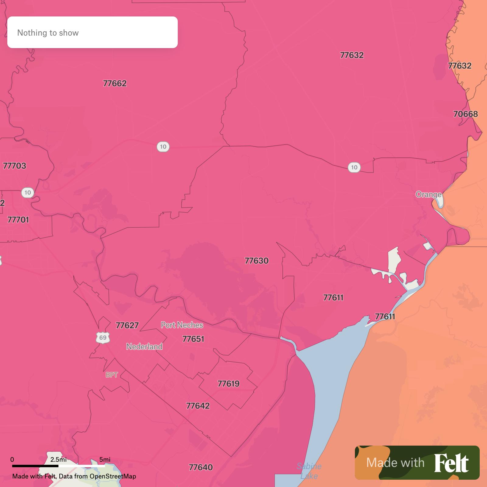 ZIP Codes in Orange County, Texas