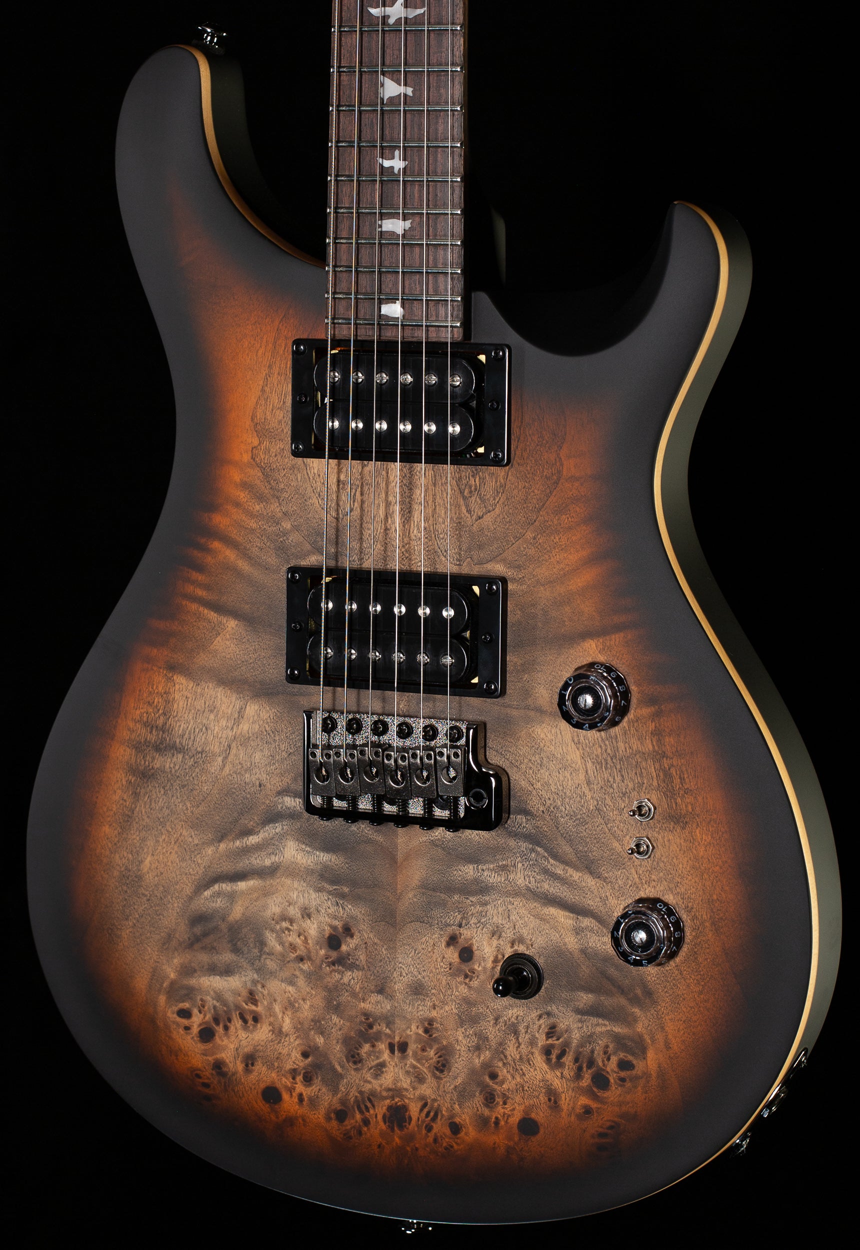 PRS SE Exotic Custom 24-08 Poplar Burl Charcoal Cherry Midnight