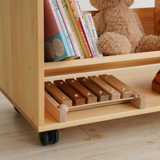 図書館の絵本棚（ラック）国産ひのきの書棚 なかよしライブラリー