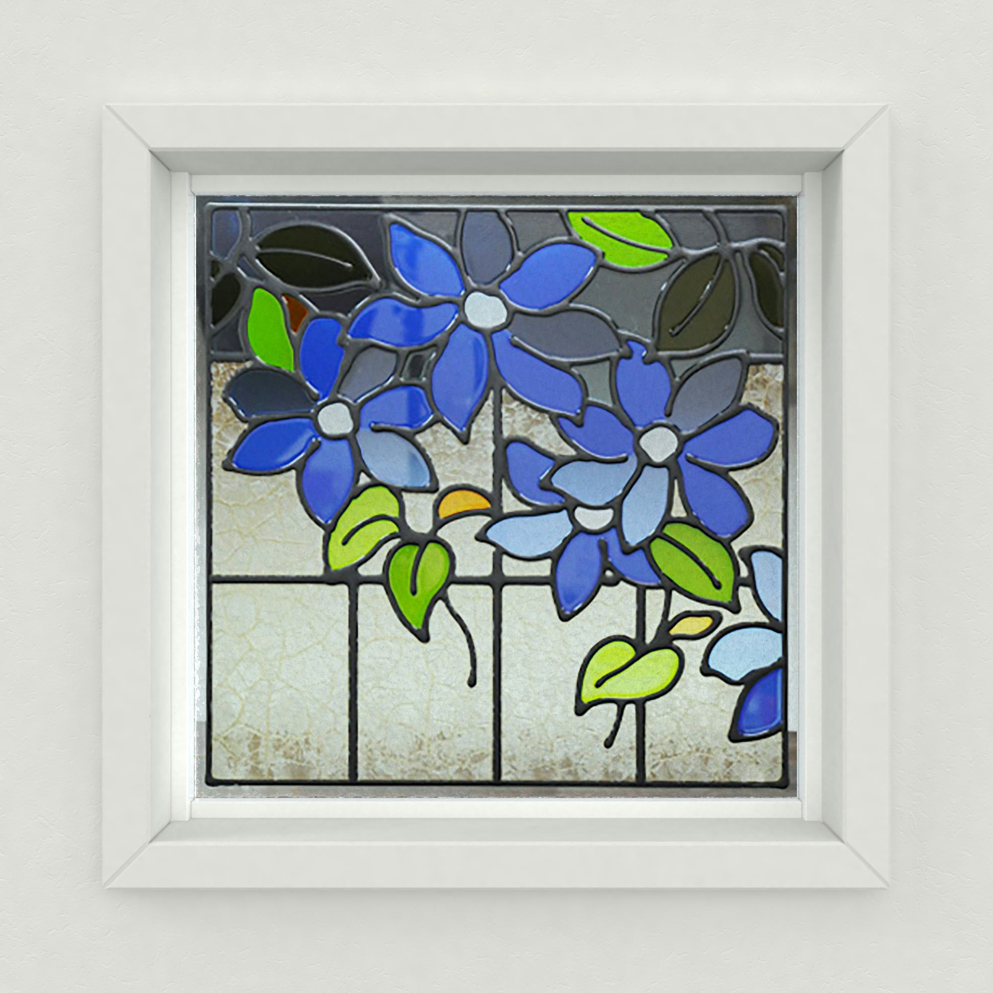 ステンドグラス風装飾ガラス(スクウェア) OG401｜オーダーガラス板.com